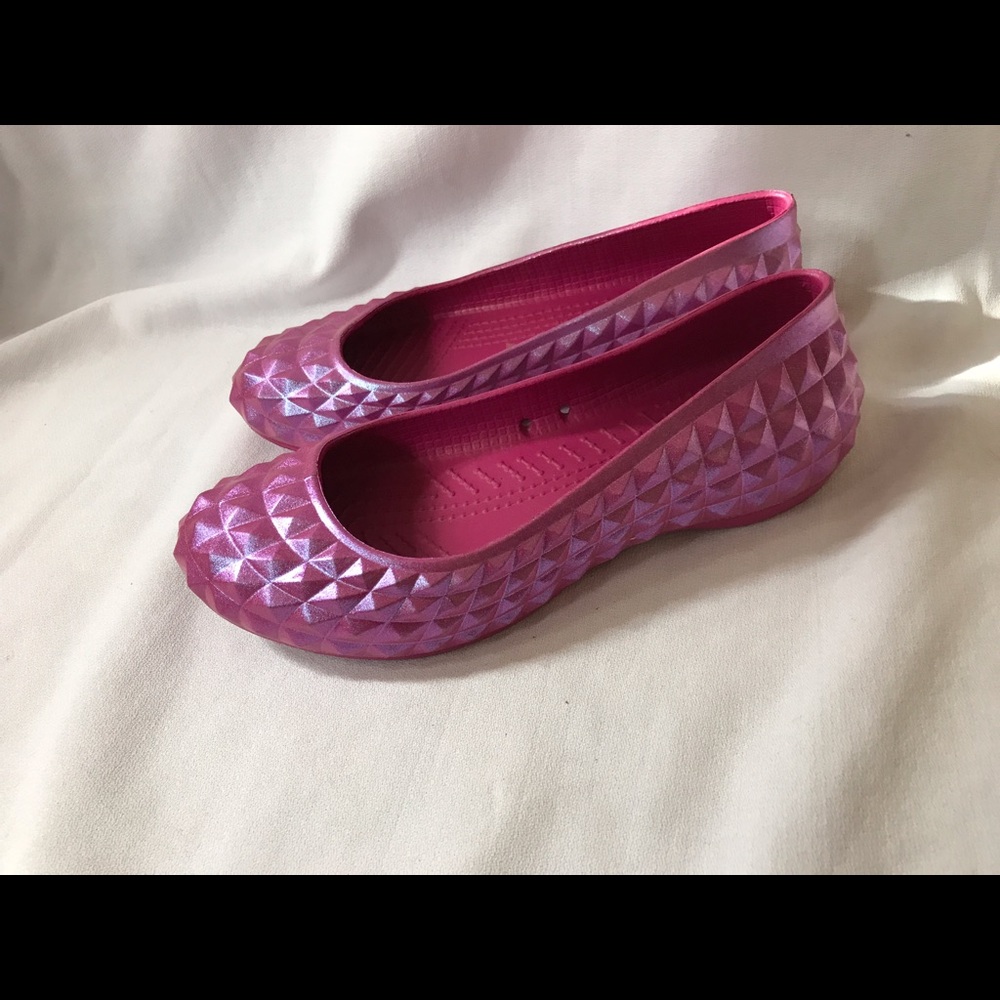 CROCS Pink Flats with Textured Design